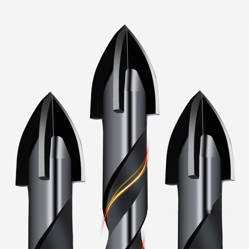 Bộ 5 mũi khoan đa năng chân lục giác 4 cạnh thép đen Nhật, khoan sắt, khoan kính thủy tinh, gạch men đá gốm