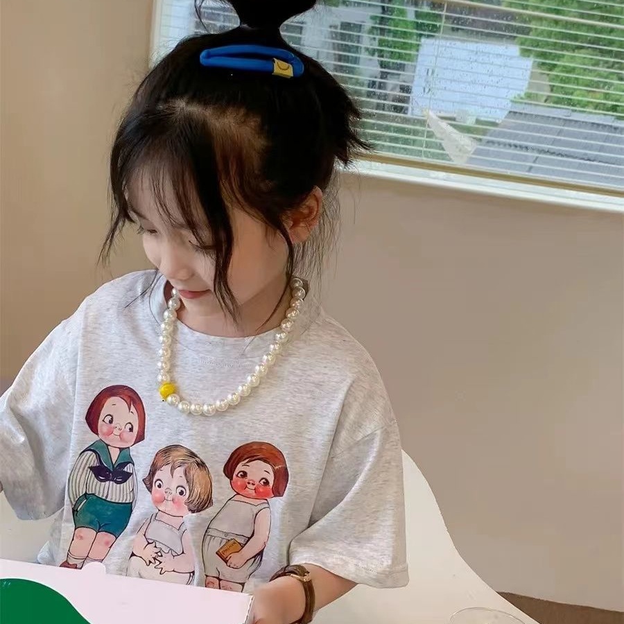 Áo Thun Cotton Tay Ngắn Dáng Rộng In Họa Tiết Thời Trang Mùa Hè Cho Bé
