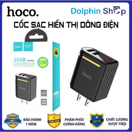 Cốc Sạc Nhanh Hoco C39 12W Có Màn Hình LCD Hiển Thị Điện Áp Dành Cho iPhone, iPad, Samsung, Opp