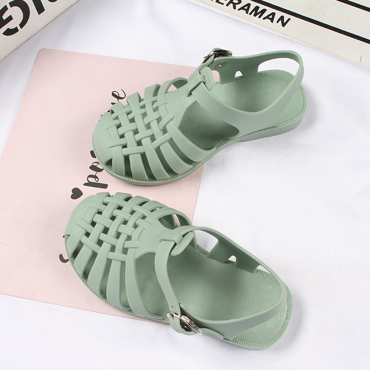 SANITKUN Giày sandal khoét lỗ màu trơn thời trang mùa hè xinh xắn dành cho bé trai và bé gái