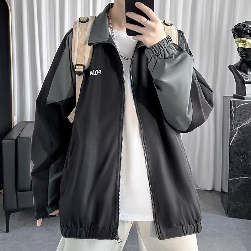 Áo Khoác Hai lớp Áo Khoác Bomber Dáng Rộng In Họa Tiết Đơn Giản Thời Trang Hàn Quốc Cho Nam Nữ