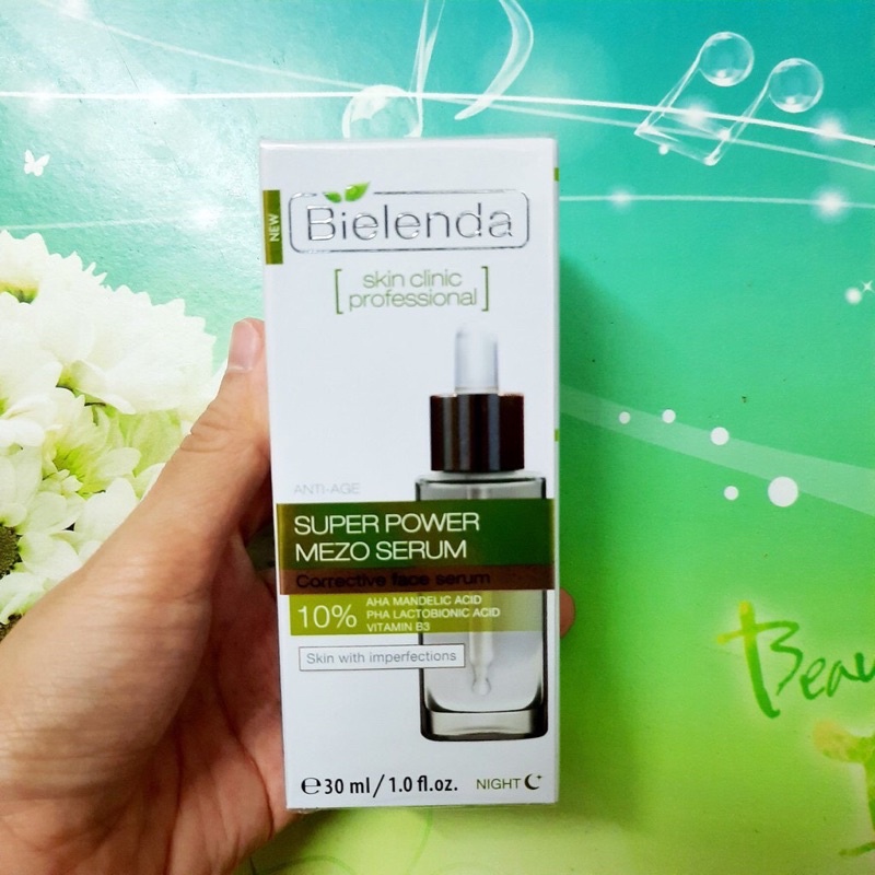 Bộ sản phẩm kem dưỡng, serum, toner Mezo xanh lá Bielenda cho da dầu mụn giúp da căng bóng, mịn màng