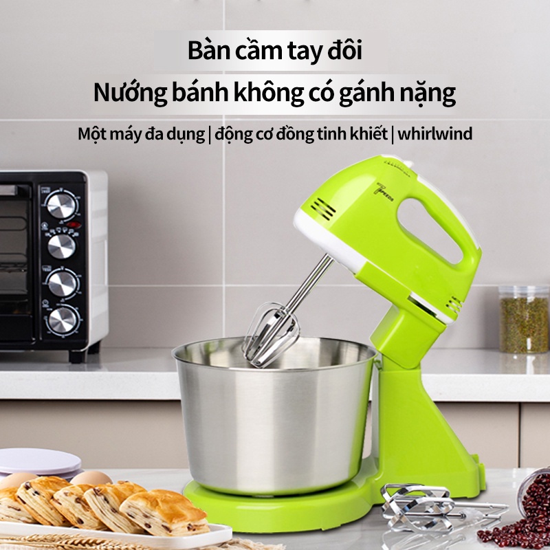 Nhào Bột Cầm Tay Và Để Bàn Kèm Tô 2 Lít Công Suất Lớn 350W 7 Tốc Độ Điều Chỉnh Đánh Kem-Trộn Bột Cực Nhanh Siêu Bền