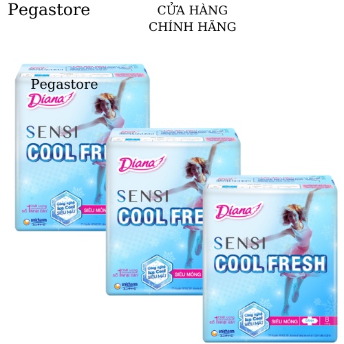 Băng vệ sinh Diana SenSi Cool Fresh siêu mỏng cánh - bvs diana gói 8 miếng - 1 gói