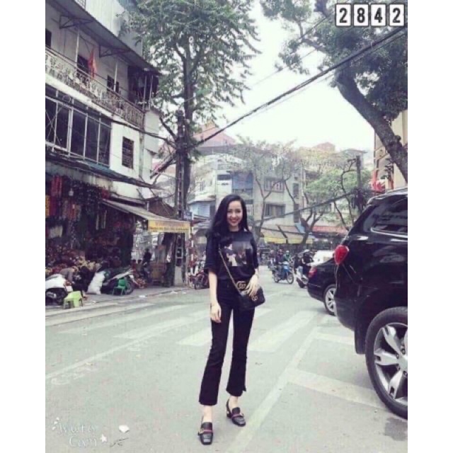 Quần jean nữ ống loe cạp cao co dãn- quần bò jeans ống đứng siêu tôn dáng cunstore.2hand
