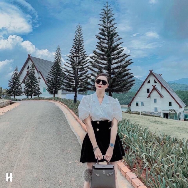 Quần giả váy nhung khuy hàng đẹp Quảng Châu