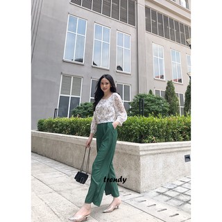 Quần culottes dài vải đũi