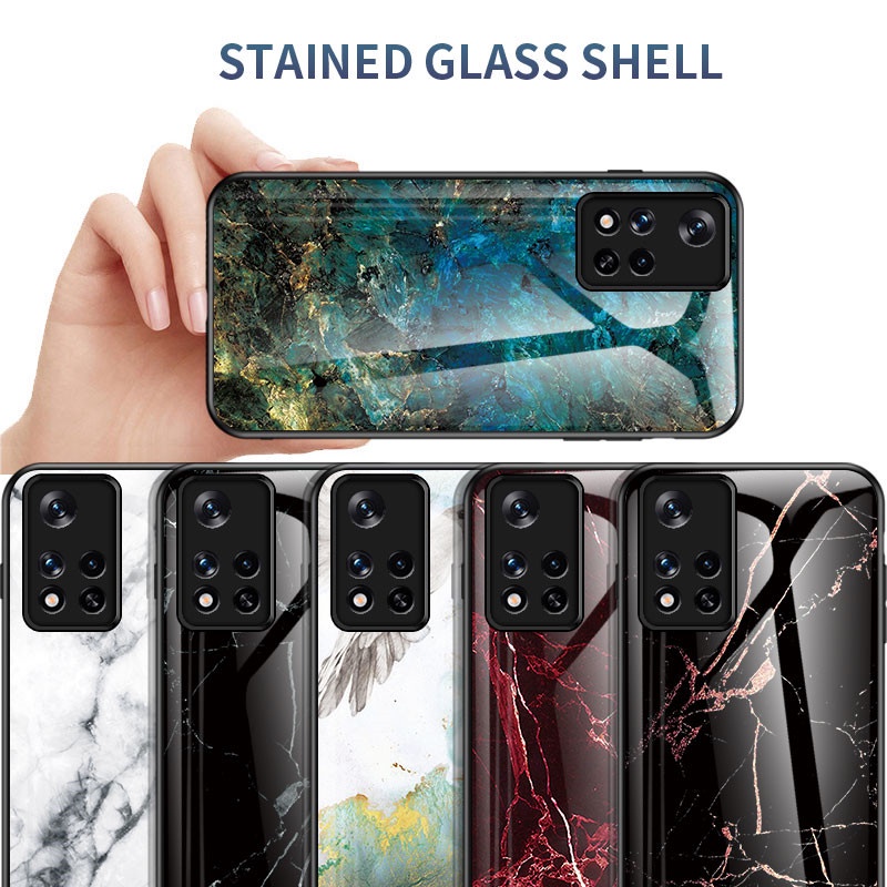 Ốp lưng kính cường lực họa tiết đá hoa cương cho Xiaomi Redmi Note 11 Pro 5G 11S Note11 Note11S Note 10 Pro Max 10S Note10 4G 5G