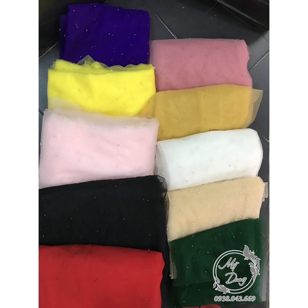 [Đủ màu] Combo 2m Voan lưới đính hạt - Khổ 1m5