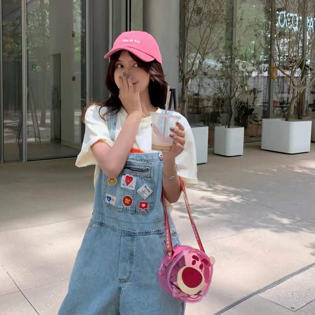 Túi đeo chéo Miniso trong suốt hình chú gấu dâu tây đáng yêu thời trang đi biển dành cho nữ