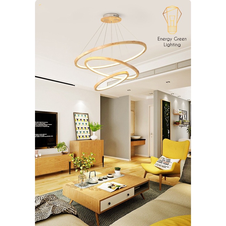 Đèn Thả Trần 3 Vòng Gỗ Energy Green Lighting TBD839 - Gỗ Tự Nhiên Chắc Chắn,Bền Đẹp - Decor Vintage - Trang Trí Phòng Ăn