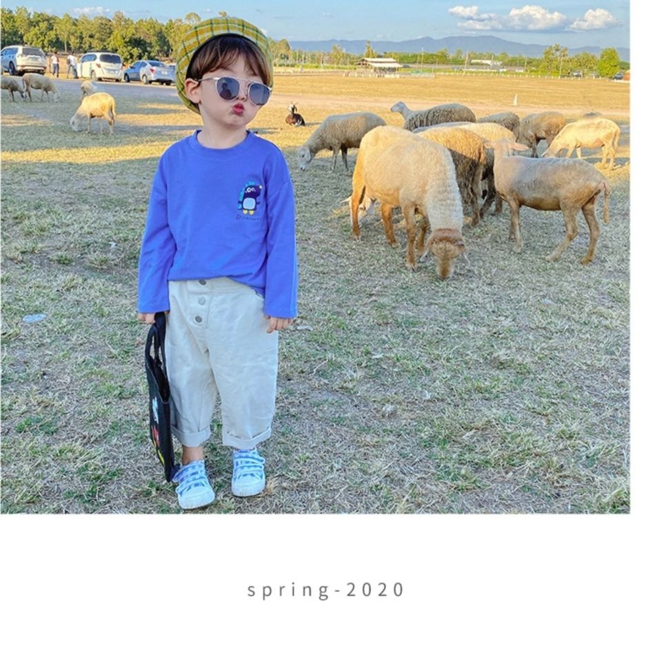 Áo Thun Cotton Tay Dài In Họa Tiết Hoạt Hình Phong Cách Hàn Quốc Nhật Bản Thời Trang Mùa Xuân 2022 Cho Bé Trai