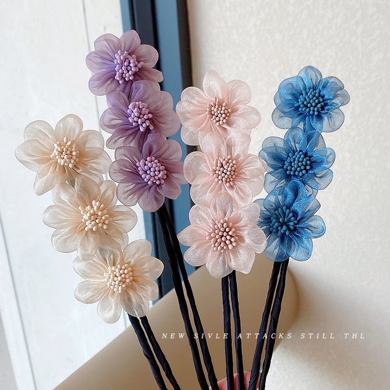 Cây Quấn Tóc Đính Hoa Thiết Kế Đơn Giản Thời Trang Hàn Quốc