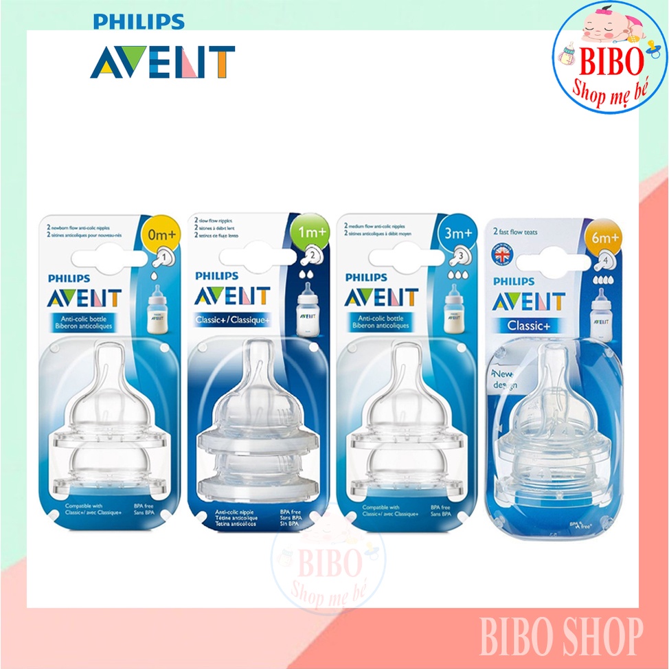 LẺ/BỘ 2 NÚM TY AVENT CLASSIC CỔ RỘNG/ NÚM VÚ CHỐNG ĐẦY HƠI