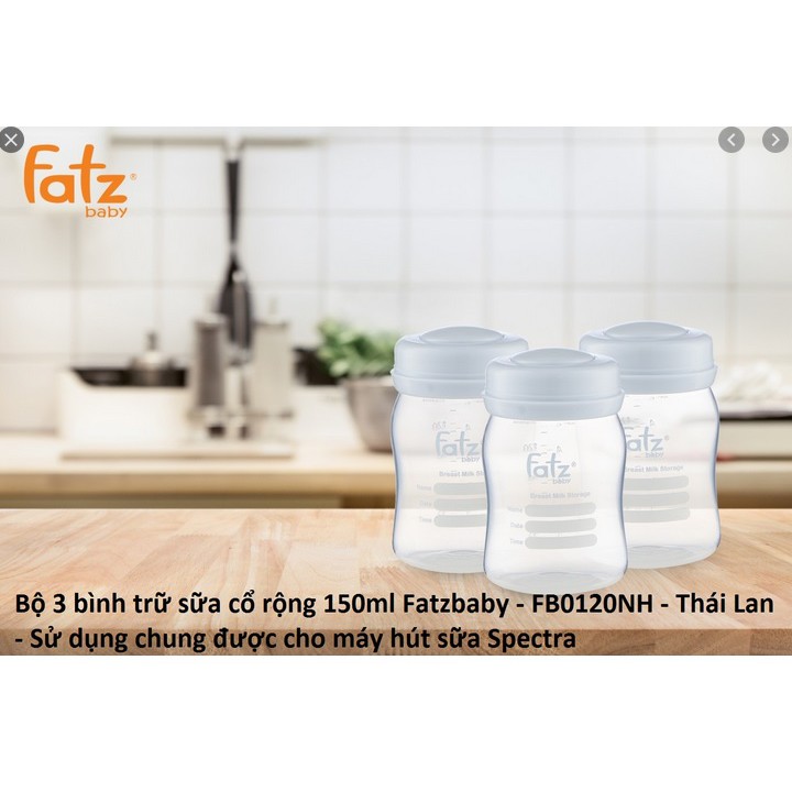 Bộ 3 bình trữ sữa 150ml cổ rộng Fatz Baby FB0120