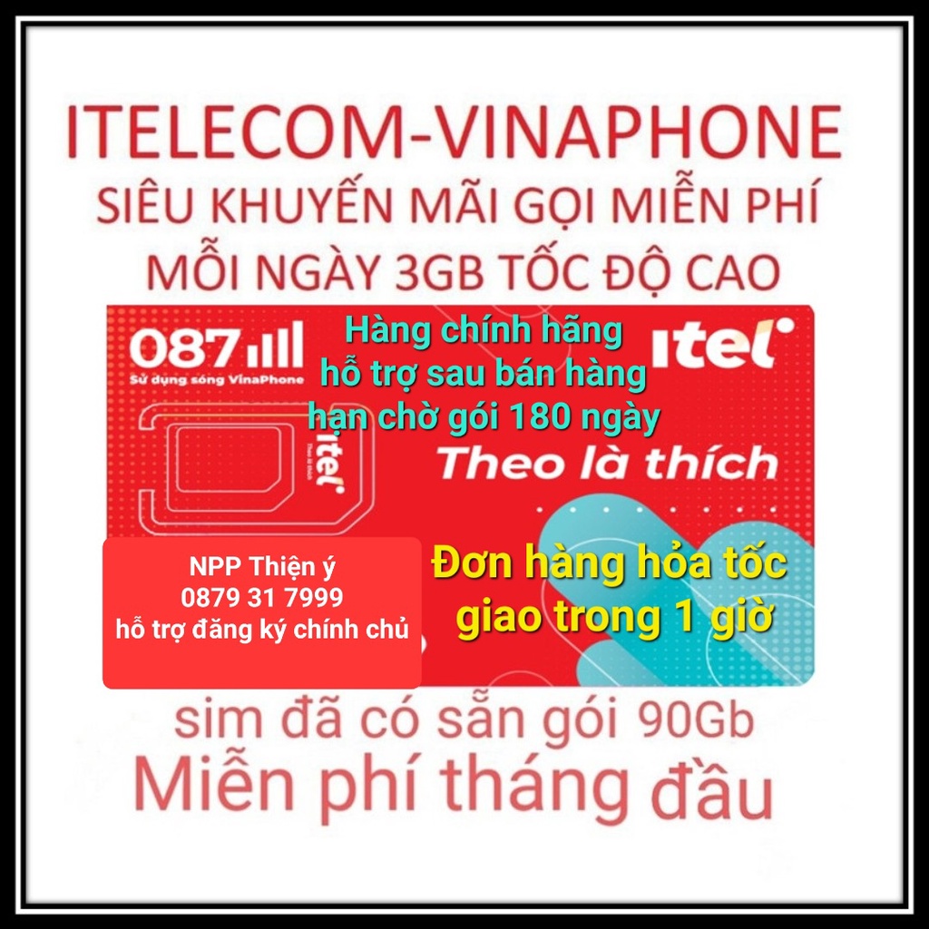 SIM 4G iTel gói May77 90Gb(loại có gói sẵn & loại chưa có gói)gọi vinaphone miễn phí