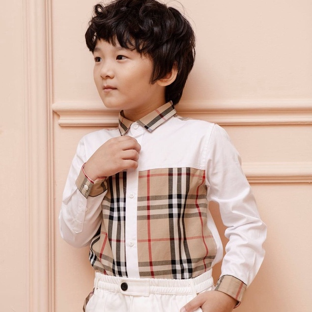 Áo sơ mi dài tay BBR bé trai 137KIDS thiết kế chất cotton thấm hút mồ hôi