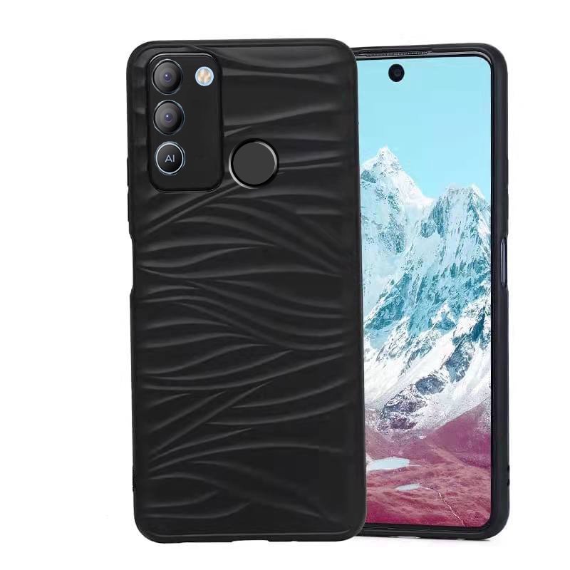 Ốp Điện Thoại Silicon Mềm Màu Đen Họa Tiết Kẻ Sọc Dập Nổi Cho Tecno POP 5 LTE / POP 4 Letv POVA NEO 2 POVA 3 4 Pouvoir 4 Pro LC7 LC8