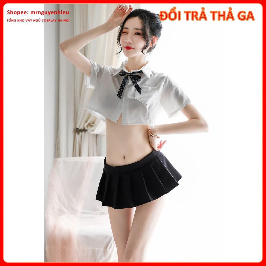 Bộ đồ ngủ cosplay sexy nữ sinh, đồng phục học sinh cho nữ gồm áo croptop và chân váy cosplay, mã Ns001  - QUIN BEE | BigBuy360 - bigbuy360.vn