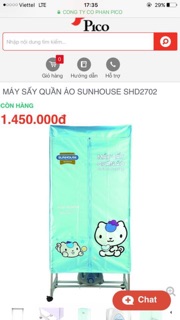 Tủ sáy áo quần sunhouse 2702
