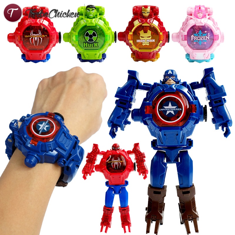 Đồng hồ đeo tay điện tử họa tiết rô bốt biến hình 3D thời trang cho bé