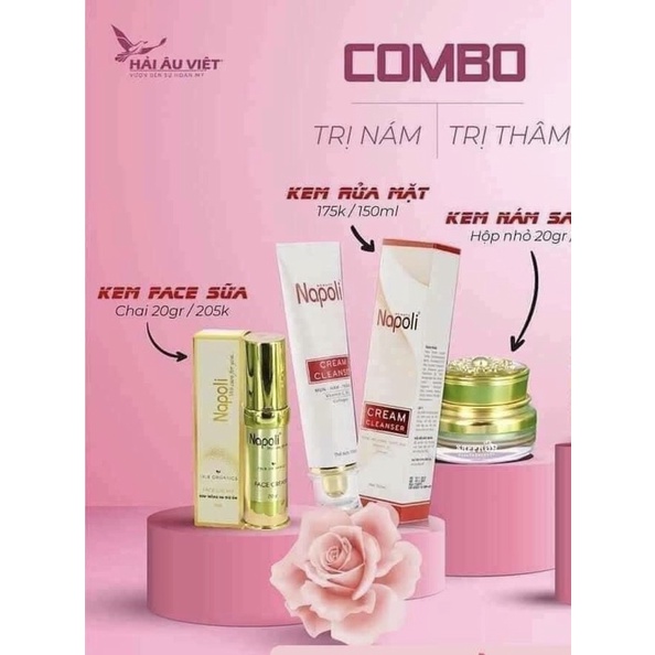 Combo ngừa thâm,giảm nám kem face 20g+sữa rửa mặt+kem nám saffron