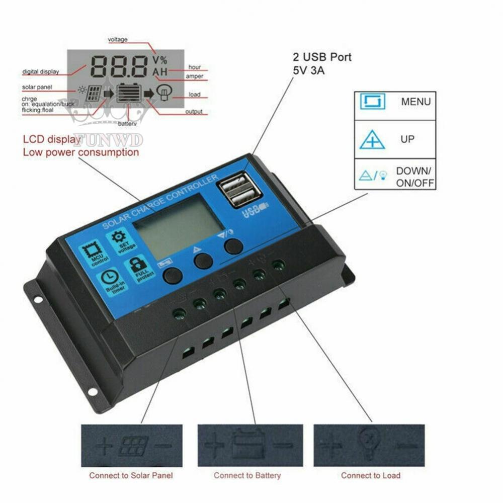 【FUNWD】Solar Charge Controller Control Panel Regulator User Manual*1 Automatic