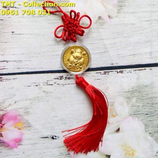 Dây treo thần tài may mắn; Màu đỏ; Kích thước dây treo may mắn là 27x4.5cm (Dài x Rộng) - SP005140