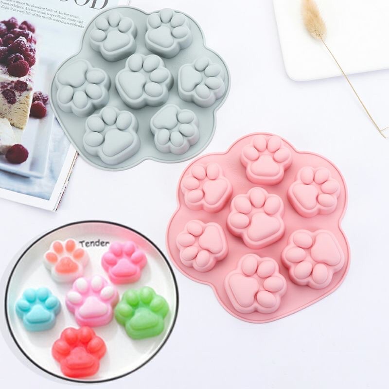 Khuôn silicon làm thạch, pudding, đậu hũ non hình bàn chân mèo siêu dễ thương