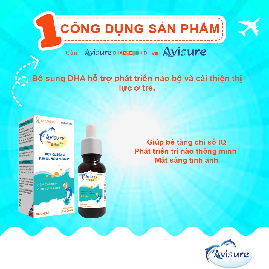 Combo Avisure D3MK7 và Avisure DHA smart kid hỗ trợ bé cao lớn, thông minh, mắt sáng