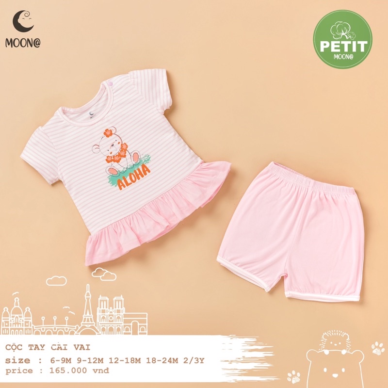 Bộ cộc tay petit Moon mềm mát, thấm hút bé trai bé gái