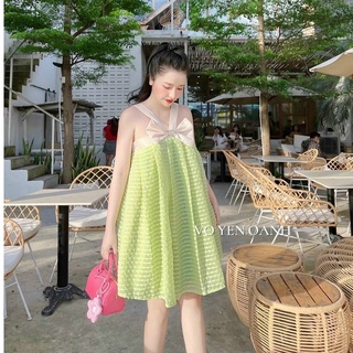 [Mẫu Mới] Đầm Bầu 2 Dây Phối Nơ Ngực Qúa Đáng Yêu Thích Hợp Cho Nàng STSTORE1996