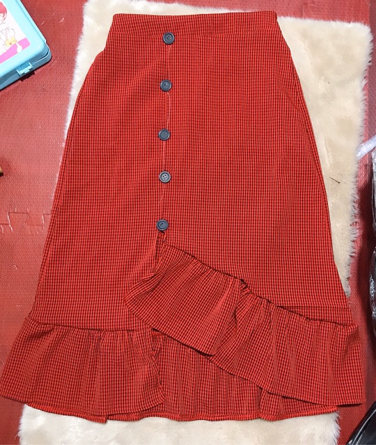 [Best selling] Chân váy caro đuôi cá phối nút lưng thun nhiều màu_chân váy dài | BigBuy360 - bigbuy360.vn