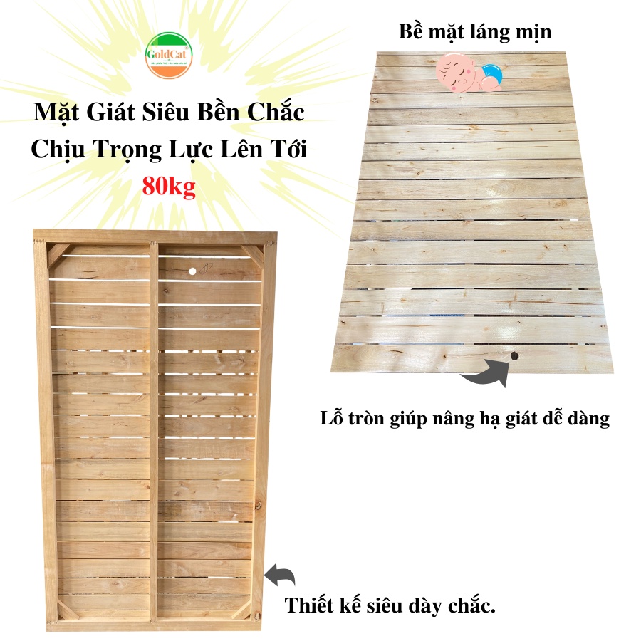 Cũi Giường Cho Bé 4IN1 GOLDCAT C11 Chất Liệu Gỗ Quế Tự Nhiên Giúp Bé Chống Trào Ngược