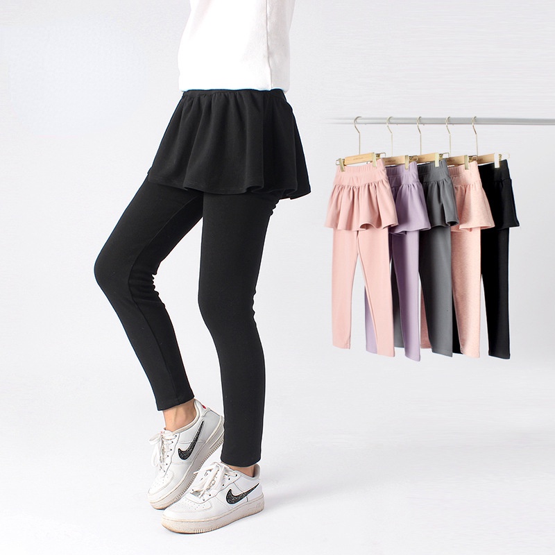 Quần Váy cotton cashmere Màu Trơn Phong Cách Hàn Quốc Thời Trang Xuân Thu Mới Cho Bé Gái