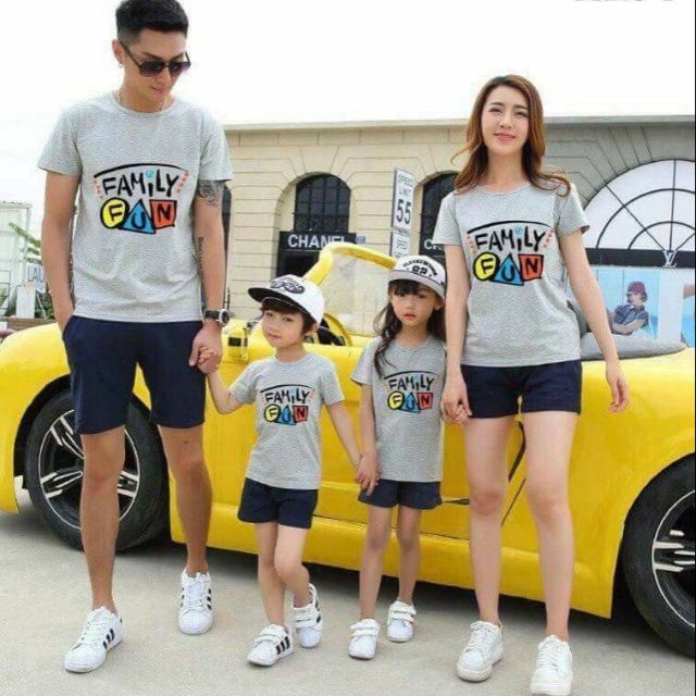Áo Gia Đình 5 Người Áo Nhóm Đi Biển Chất Cotton Mịn Mát