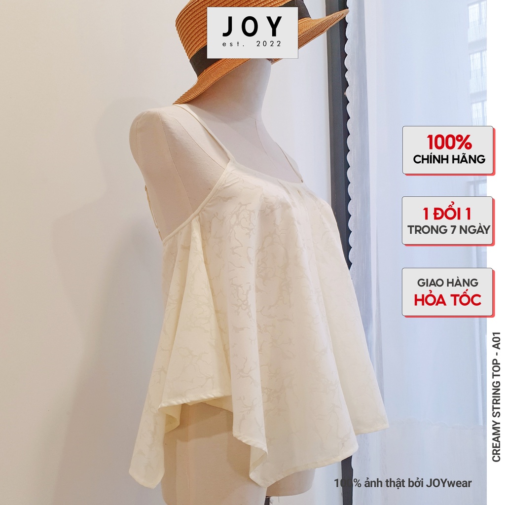 Áo kiểu hai dây nữ màu kem JOY kiểu xếp gợn sóng - Creamy String Top A01