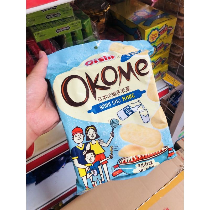 [Oishi] bánh gạo rang phô mai, sữa SIÊU NGON Okome gói 110g.
