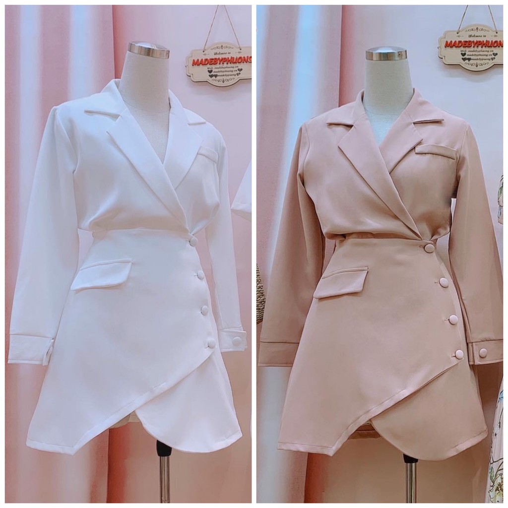 Đầm vest cúc bọc