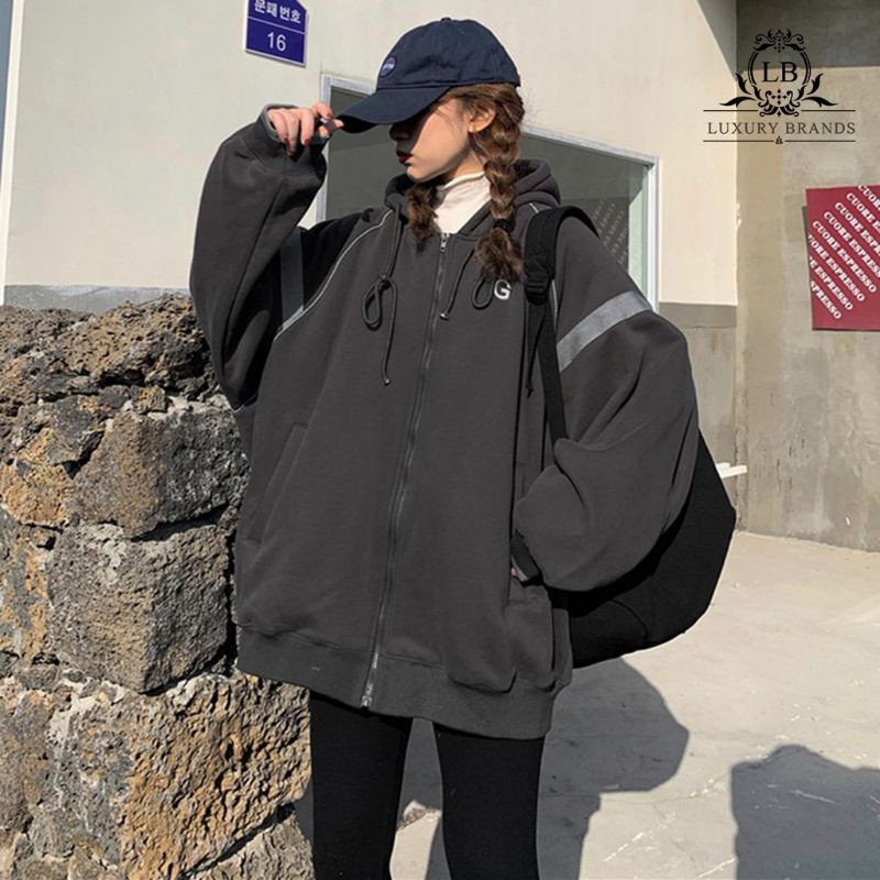 (sẵn lông chuột L) áo khoác lót nỉ bông Ulzzang dày dặn kèm hình thật