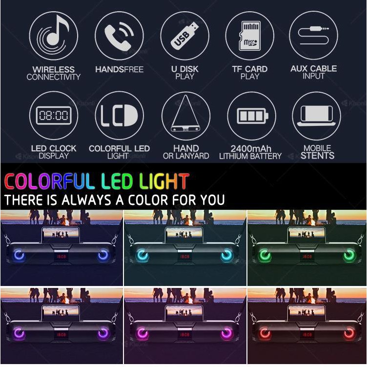 Loa Bluetooth Kisonli LED 900 - có đèn LED RGB - đa chức năng Tích hợp Bluetooth-FM-USB-Thẻ nhớ, BH chính hãng