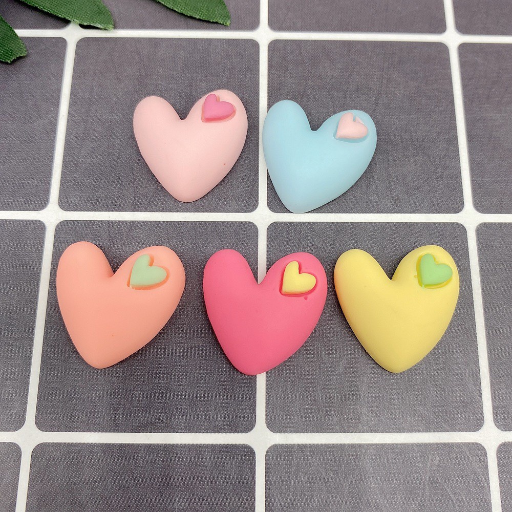 Charm (C432) slime/ Dụng Cụ Charm Trang Trí [Ko Keo &amp; Nút] Trái Tim Cute (1.2 x 2.0 cm)