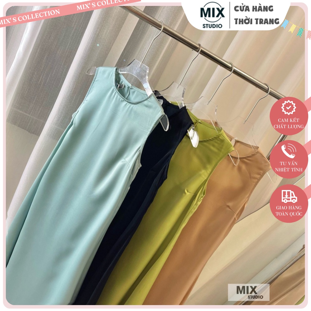 Đầm Lụa dáng dài ⚡ SIÊP ĐẸP ⚡ Váy Lụa sát nách tông màu pastel phong cách nhẹ nhàng, điệu đà - MIX STUDIO