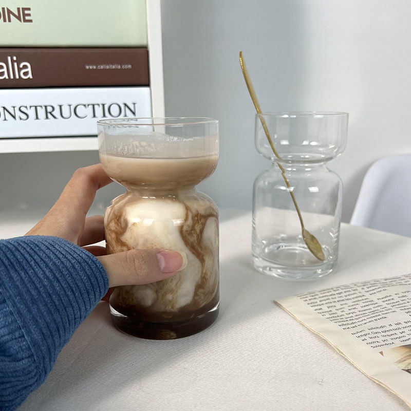 Ly Thủy Tinh Uống Cà Phê/Nước Ép Thiết Kế Trong Suốt Sáng Tạo