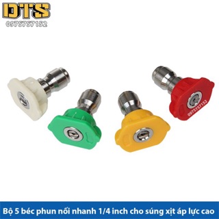 Bộ Béc phun - Đầu béc gắn súng xịt rửa của máy rửa xe áp lực cao - Ren nối nhanh 1/4 inch