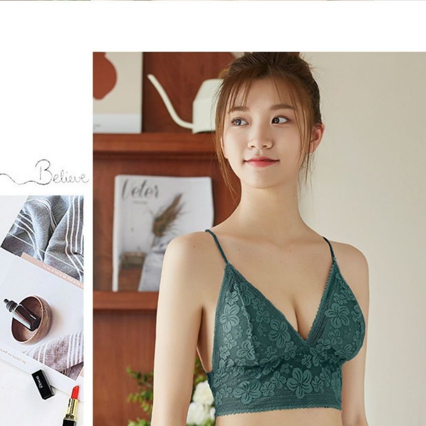 Áo bra nữ kiểu Bralette 2 dây ren hoa sexy, áo lót không gọng tạo khe nâng ngực siêu quyến rũ Kingshop B3052