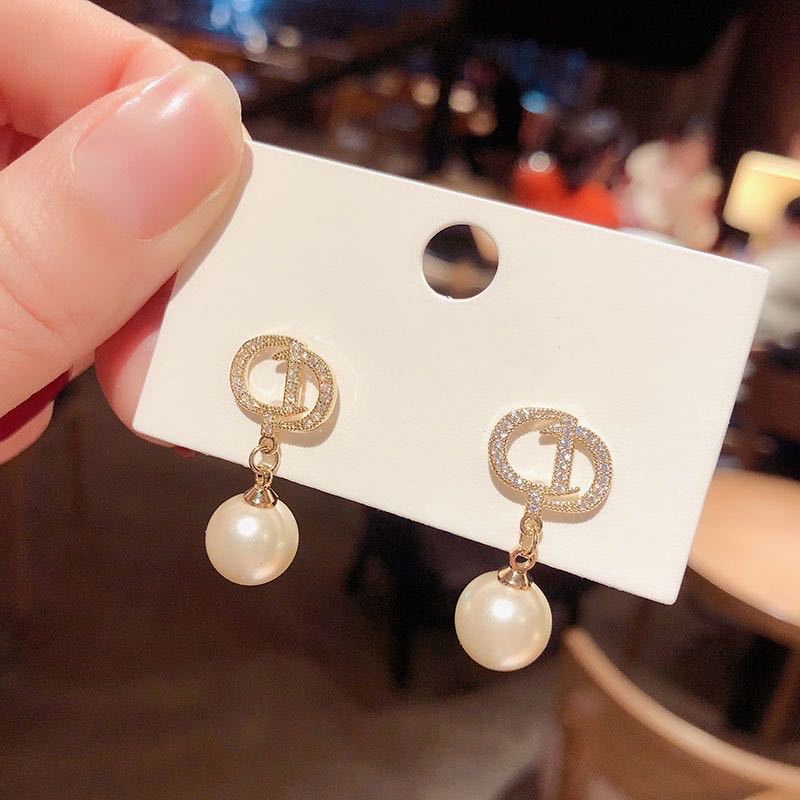 Đôi Bông Tai Hình Chữ Cái Đính Đá Thời Trang Cho Nữ