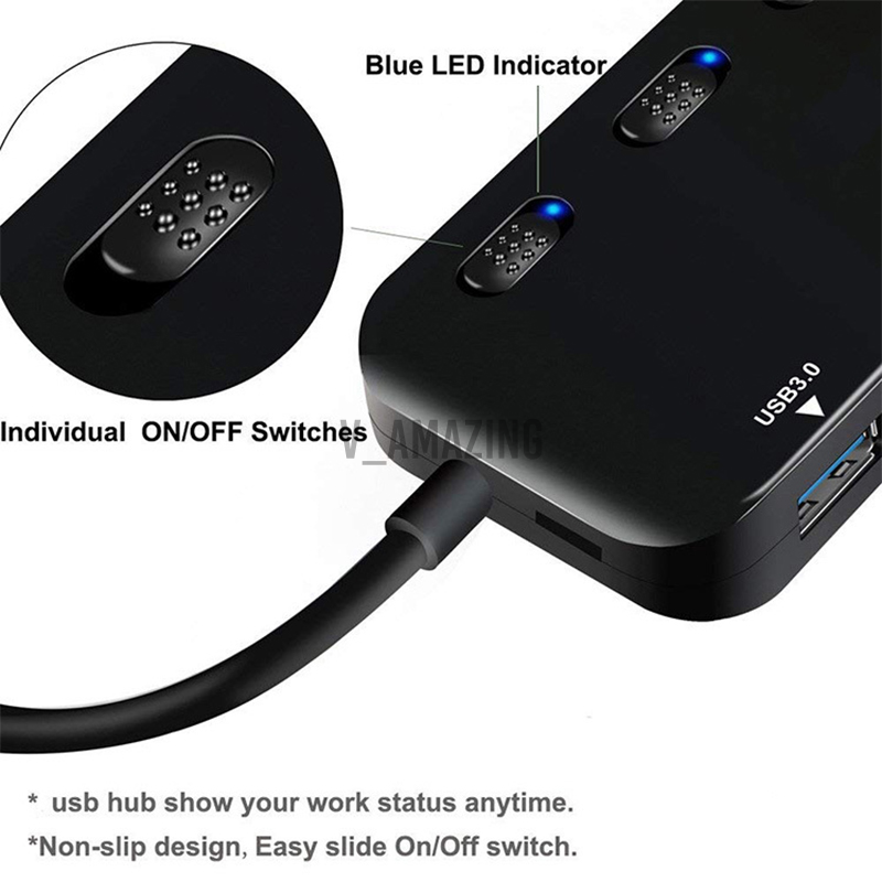 Hub Chia 4 Cổng Usb 3.0 Siêu Mỏng Có Công Tắc On / Off