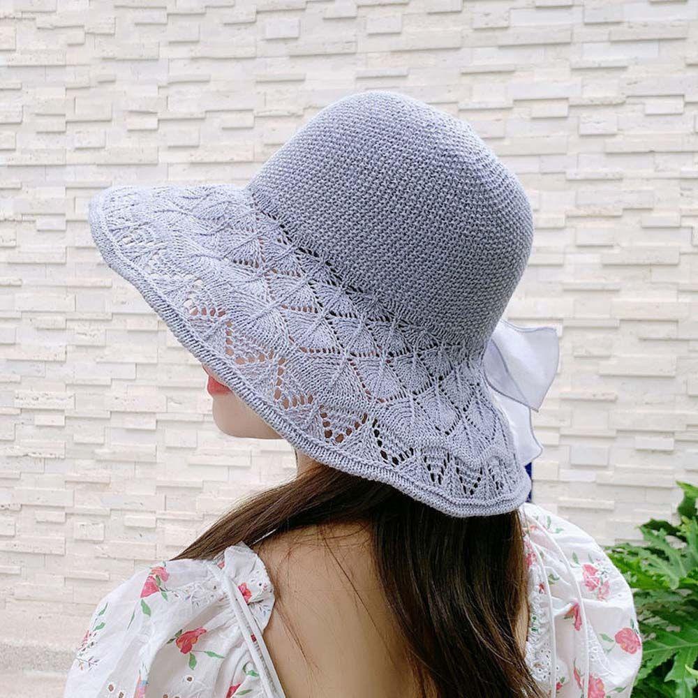 Mũ Vành Rộng Chống Nắng Mùa Hè Kiểu Dệt Thủ Công Hở Chóp Gấp Được WMES15H