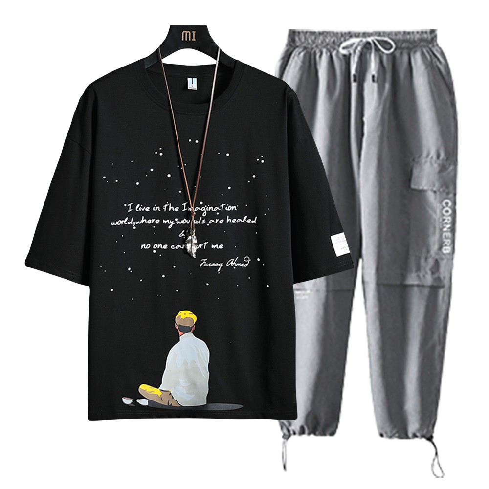 Bộ Đồ Thun Nam Thể Thao Mùa Hè Áo Phông Ngắn Tay Và Quần Jogger Túi Hộp Bo Gấu SET NAM 90000167C | BigBuy360 - bigbuy360.vn